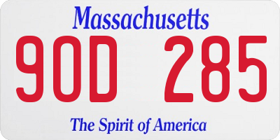 MA license plate 9OD285