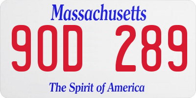 MA license plate 9OD289