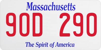 MA license plate 9OD290