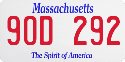 MA license plate 9OD292
