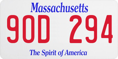 MA license plate 9OD294