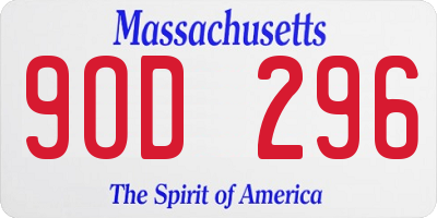 MA license plate 9OD296