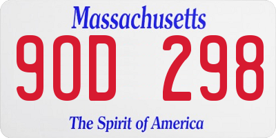MA license plate 9OD298