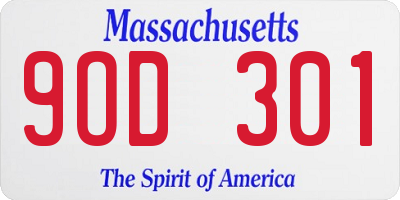 MA license plate 9OD301