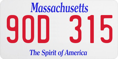 MA license plate 9OD315