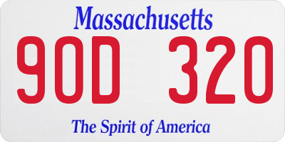 MA license plate 9OD320