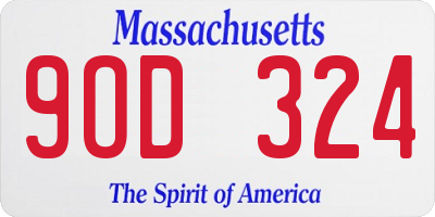 MA license plate 9OD324