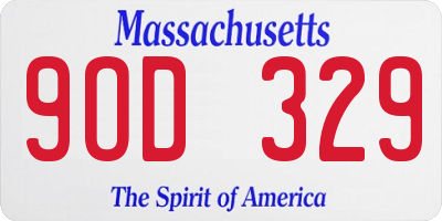 MA license plate 9OD329