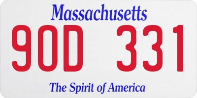 MA license plate 9OD331