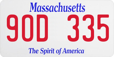 MA license plate 9OD335