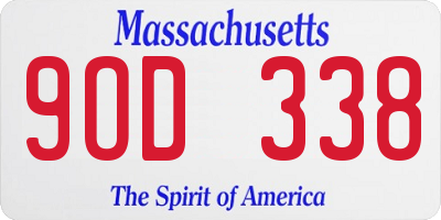 MA license plate 9OD338