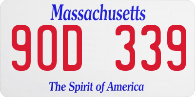 MA license plate 9OD339