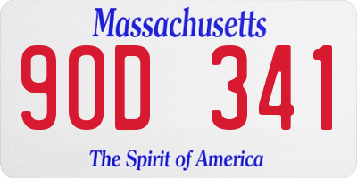 MA license plate 9OD341