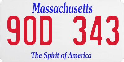 MA license plate 9OD343