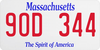 MA license plate 9OD344