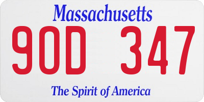 MA license plate 9OD347