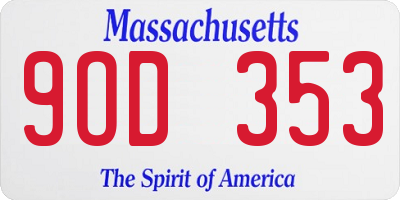 MA license plate 9OD353
