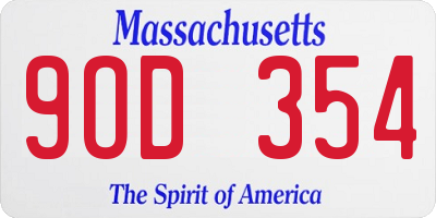 MA license plate 9OD354
