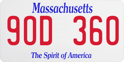 MA license plate 9OD360