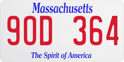 MA license plate 9OD364
