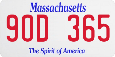 MA license plate 9OD365