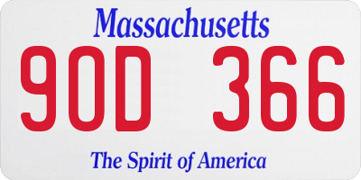 MA license plate 9OD366