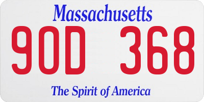 MA license plate 9OD368