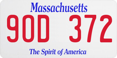 MA license plate 9OD372