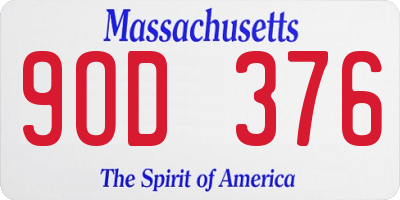 MA license plate 9OD376
