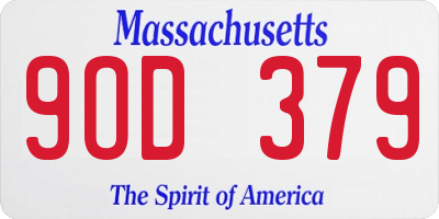 MA license plate 9OD379