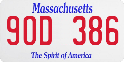 MA license plate 9OD386