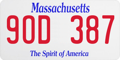 MA license plate 9OD387