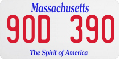 MA license plate 9OD390