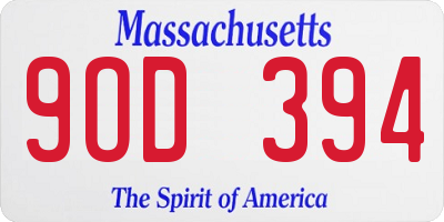 MA license plate 9OD394