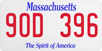MA license plate 9OD396
