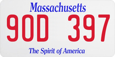 MA license plate 9OD397