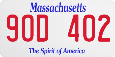 MA license plate 9OD402