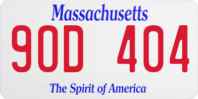 MA license plate 9OD404