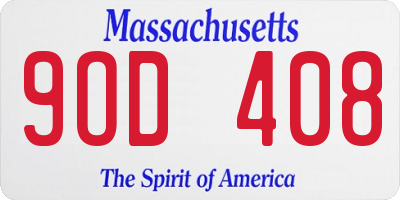 MA license plate 9OD408