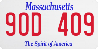 MA license plate 9OD409