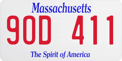 MA license plate 9OD411