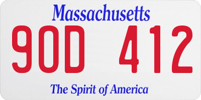 MA license plate 9OD412