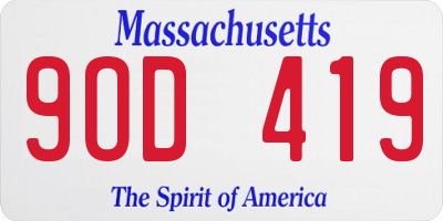 MA license plate 9OD419