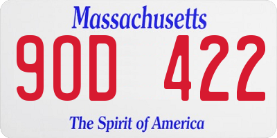 MA license plate 9OD422