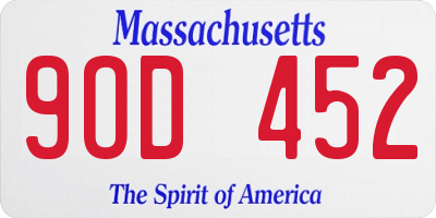 MA license plate 9OD452