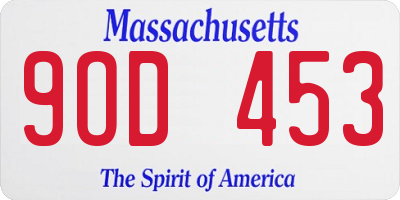 MA license plate 9OD453