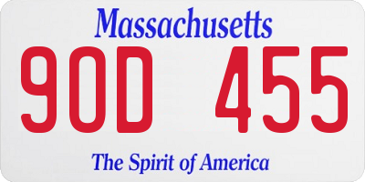 MA license plate 9OD455