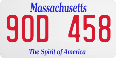 MA license plate 9OD458