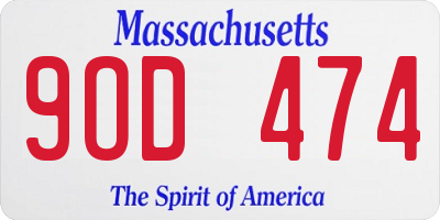 MA license plate 9OD474