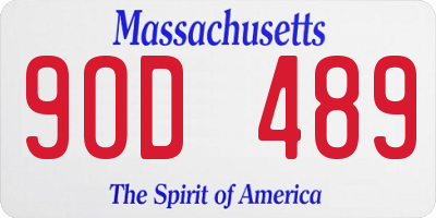 MA license plate 9OD489